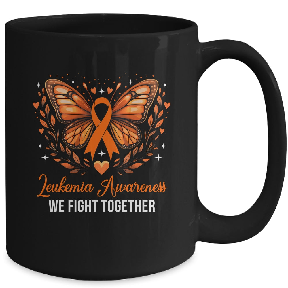 Leukemia Awareness We Fight Together Butterfly Orange Ribbon Mug | teecentury