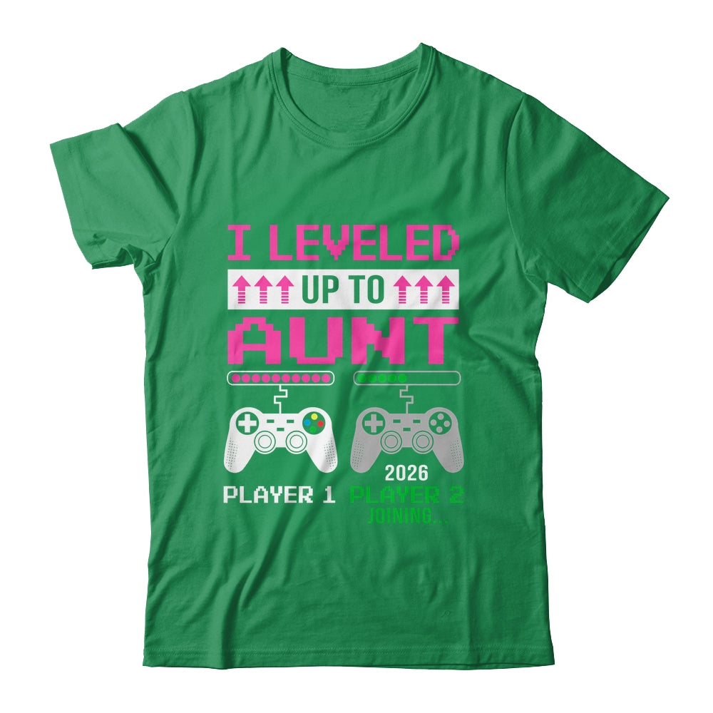 Leveled Up To Aunt 2026 Funny Video Game Soon To Be Aunt Shirt & Hoodie | teecentury