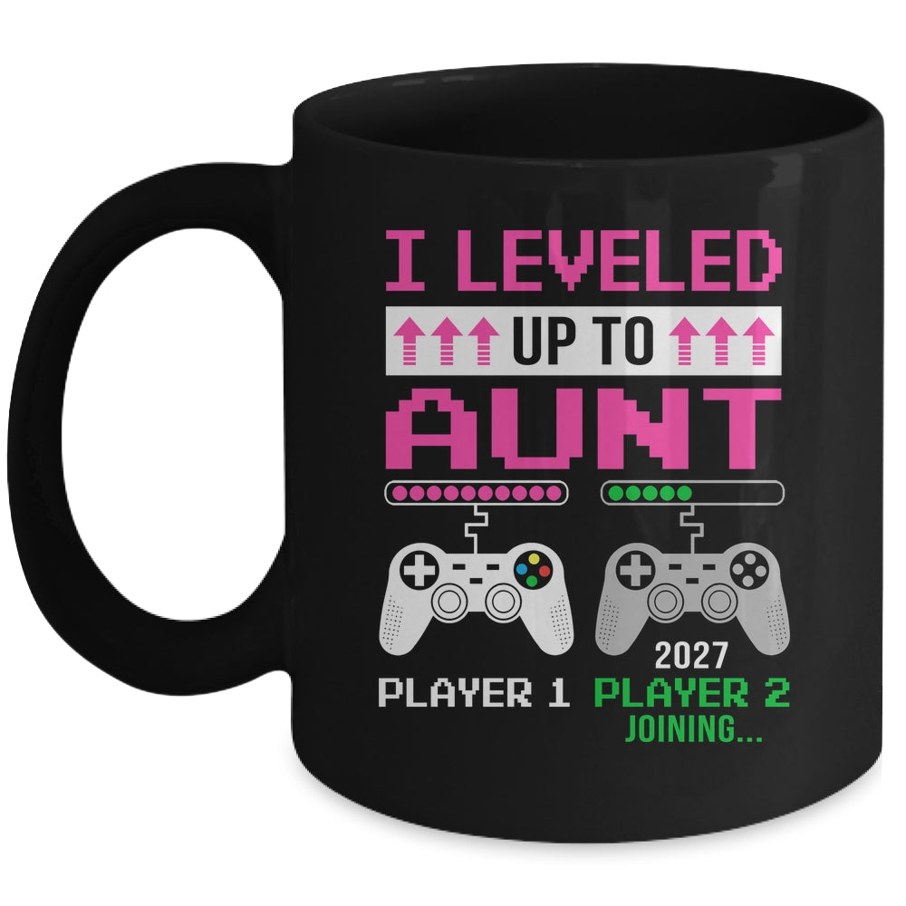 Leveled Up To Aunt 2027 Funny Video Game Soon To Be Aunt Mug | teecentury