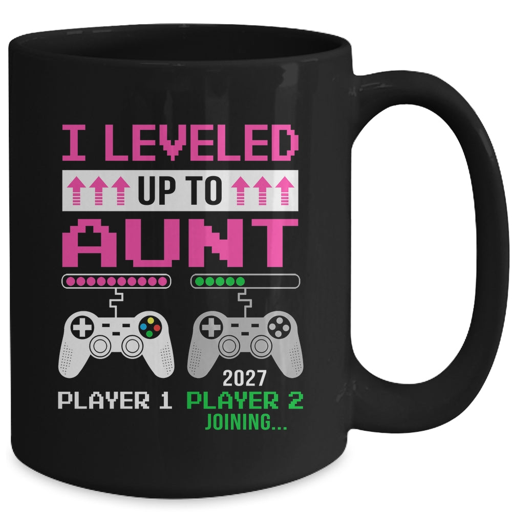 Leveled Up To Aunt 2027 Funny Video Game Soon To Be Aunt Mug | teecentury