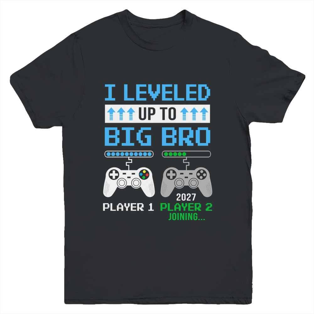 Leveled Up To Big Brother 2027 Funny Video Game Soon To Be Brother Youth Shirt | teecentury