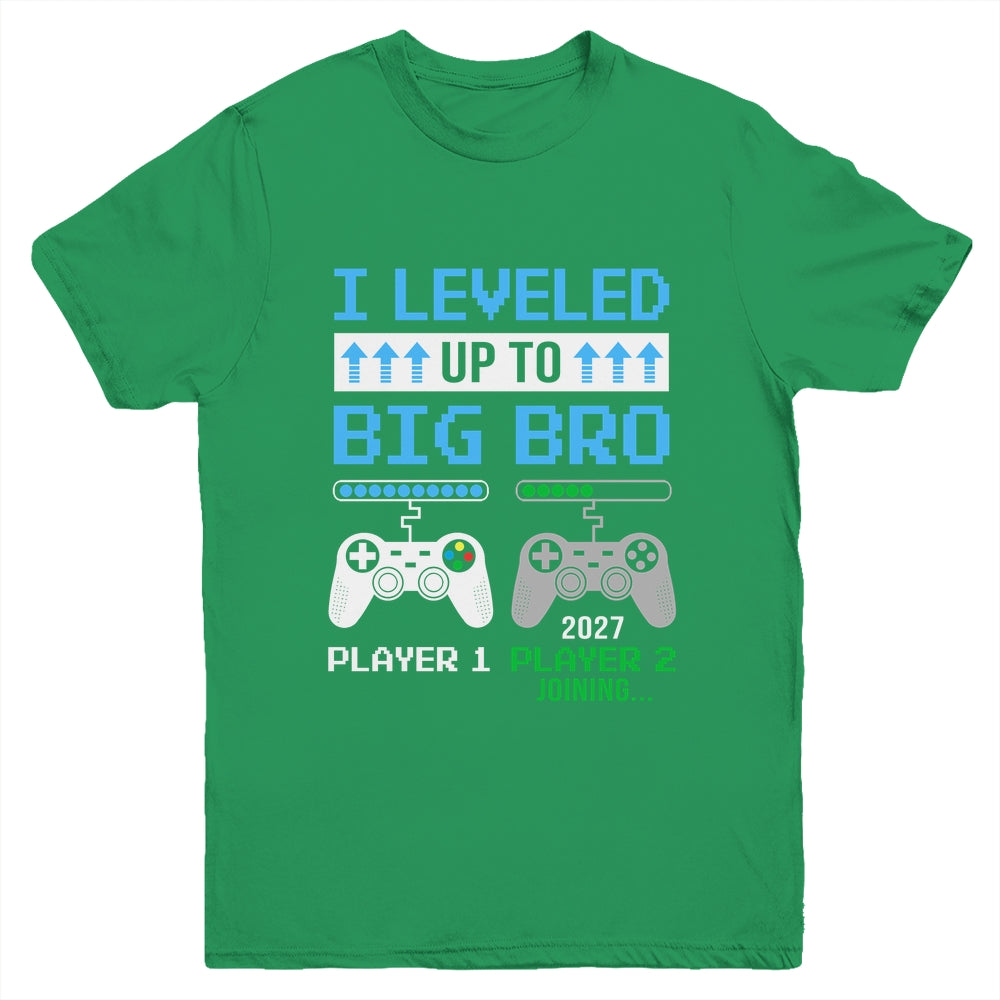 Leveled Up To Big Brother 2027 Funny Video Game Soon To Be Brother Youth Shirt | teecentury