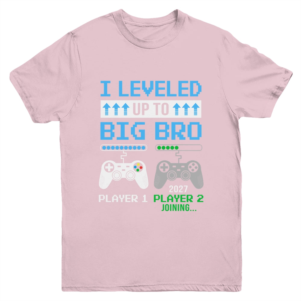 Leveled Up To Big Brother 2027 Funny Video Game Soon To Be Brother Youth Shirt | teecentury