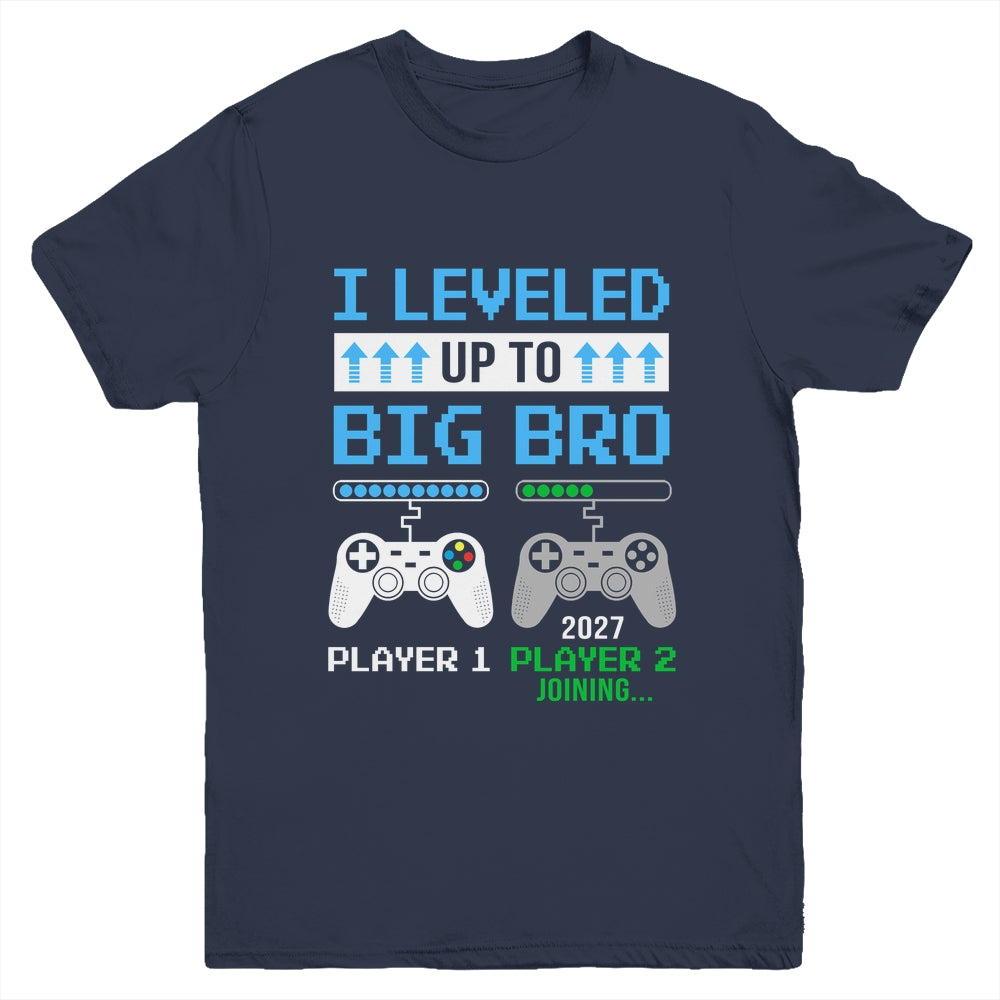 Leveled Up To Big Brother 2027 Funny Video Game Soon To Be Brother Youth Shirt | teecentury