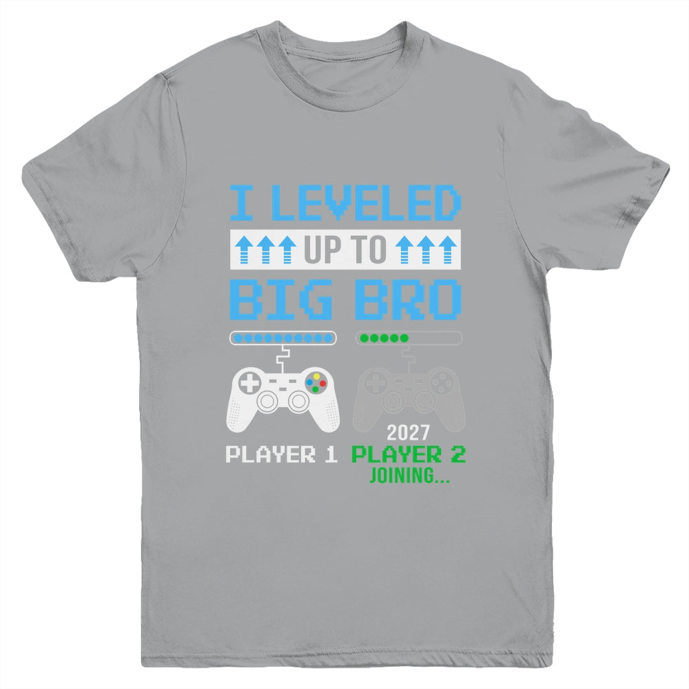 Leveled Up To Big Brother 2027 Funny Video Game Soon To Be Brother Youth Shirt | teecentury