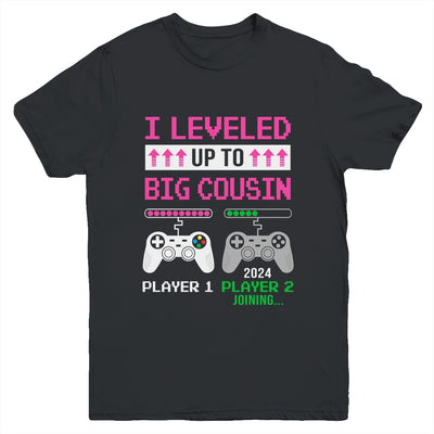 Leveled Up To Big Cousin 2024 Funny Video Game Soon To Be Cousin Youth Shirt | teecentury