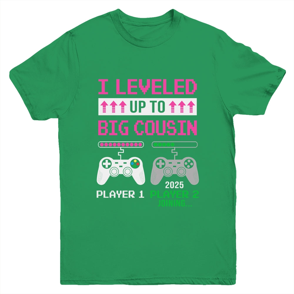 Leveled Up To Big Cousin 2025 Funny Video Game Soon To Be Cousin Youth Shirt | teecentury