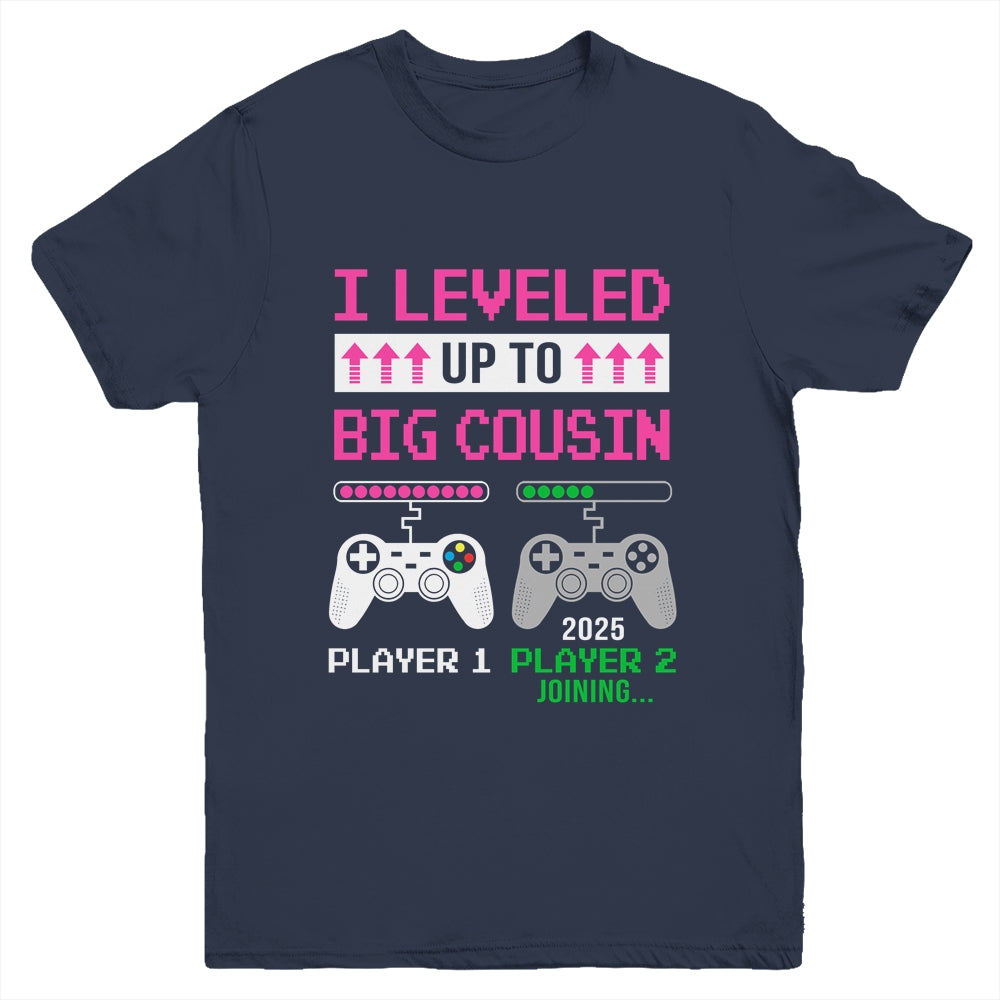 Leveled Up To Big Cousin 2025 Funny Video Game Soon To Be Cousin Youth Shirt | teecentury