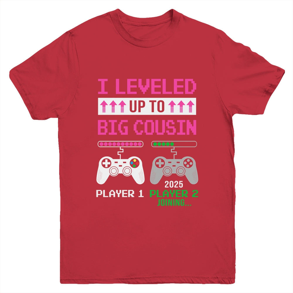 Leveled Up To Big Cousin 2025 Funny Video Game Soon To Be Cousin Youth Shirt | teecentury