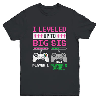 Leveled Up To Big Sister 2024 Funny Video Game Soon To Be Sister Youth Shirt | teecentury