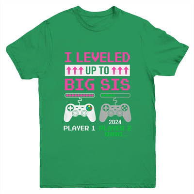 Leveled Up To Big Sister 2024 Funny Video Game Soon To Be Sister Youth Shirt | teecentury