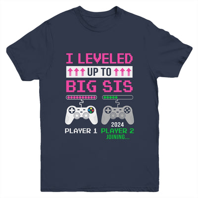 Leveled Up To Big Sister 2024 Funny Video Game Soon To Be Sister Youth Shirt | teecentury