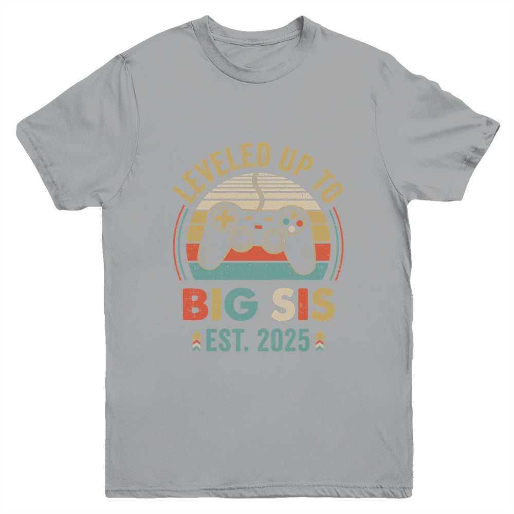 Leveled Up To Big Sister 2025 Video Game Promoted To Sister Youth Shirt | teecentury