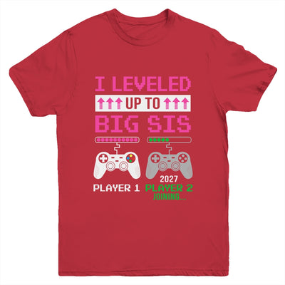 Leveled Up To Big Sister 2027 Funny Video Game Soon To Be Sister Youth Shirt | teecentury