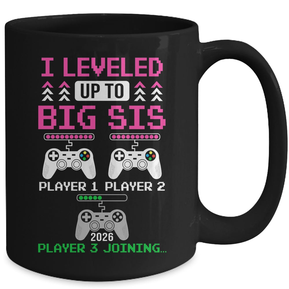 Leveled Up To Big Sister Again Big Sister Est 2026 Kids Mug | teecentury