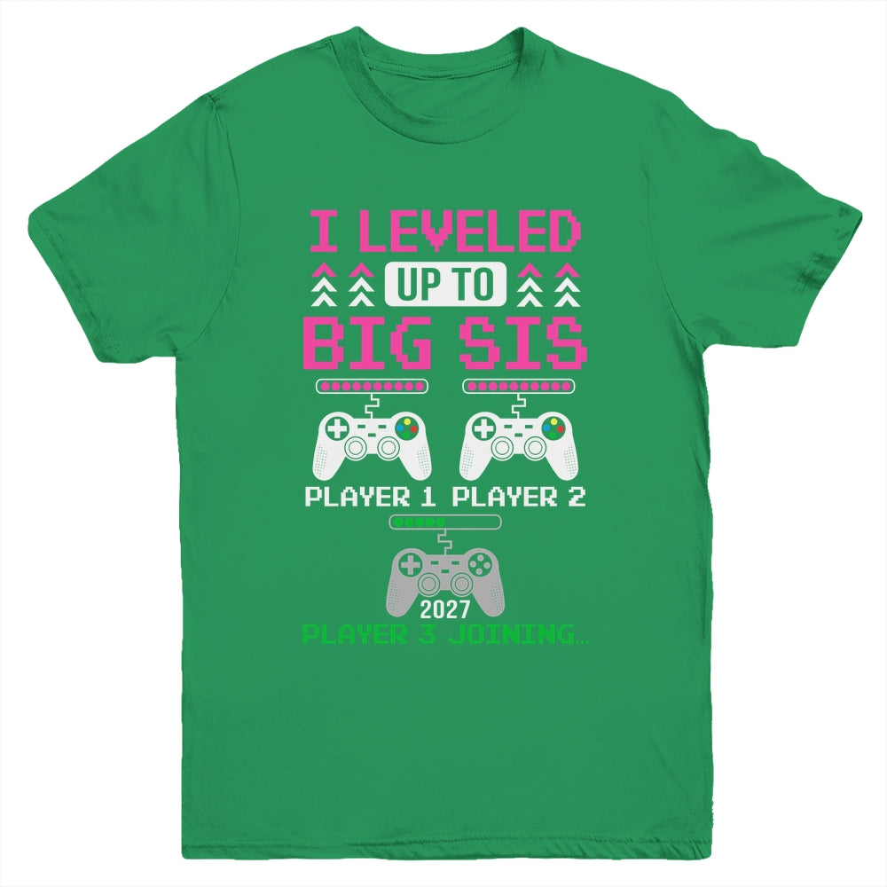 Leveled Up To Big Sister Again Big Sister Est 2027 Kids Youth Shirt | teecentury