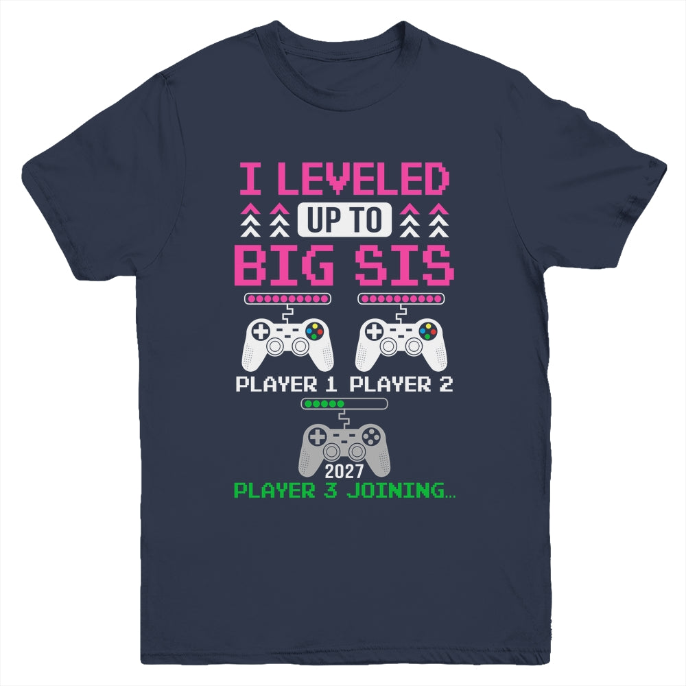 Leveled Up To Big Sister Again Big Sister Est 2027 Kids Youth Shirt | teecentury