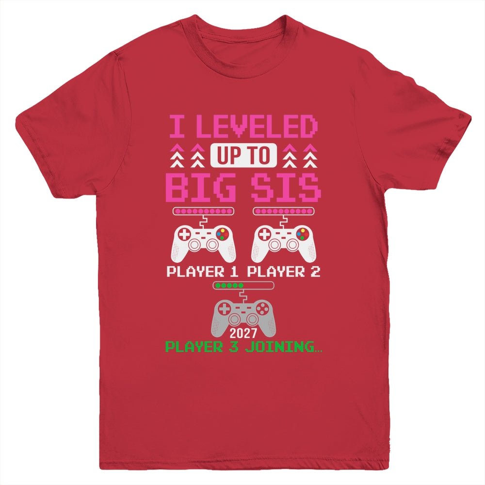 Leveled Up To Big Sister Again Big Sister Est 2027 Kids Youth Shirt | teecentury