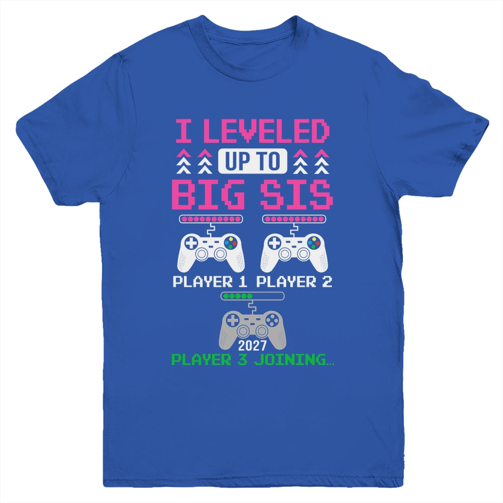 Leveled Up To Big Sister Again Big Sister Est 2027 Kids Youth Shirt | teecentury