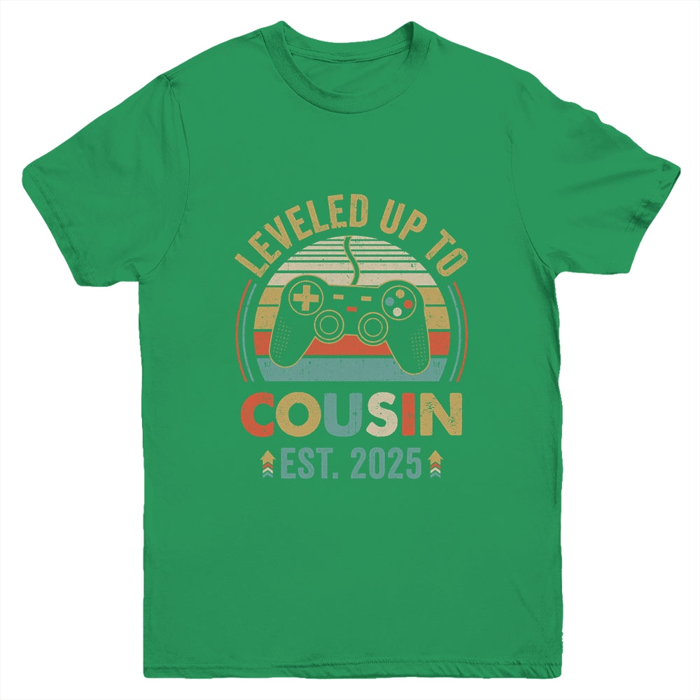 Leveled Up To Cousin 2025 Video Game Promoted To Cousin Youth Shirt | teecentury