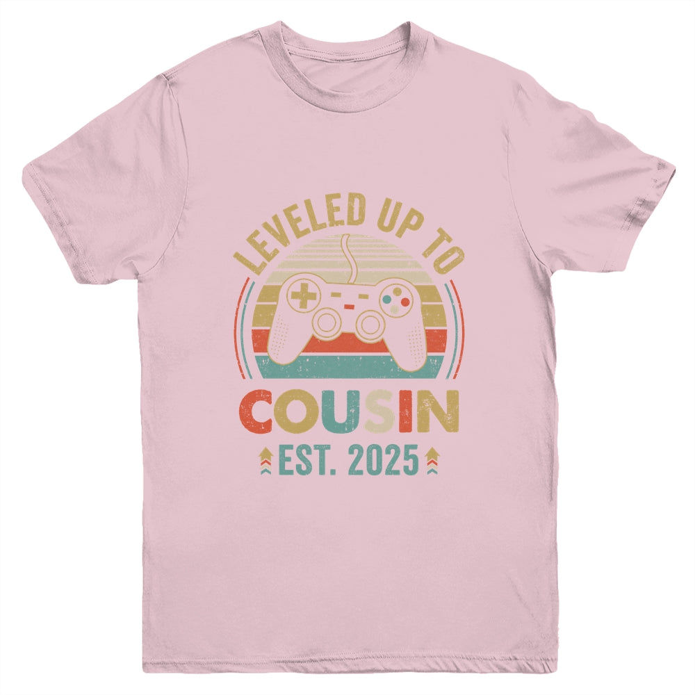 Leveled Up To Cousin 2025 Video Game Promoted To Cousin Youth Shirt | teecentury