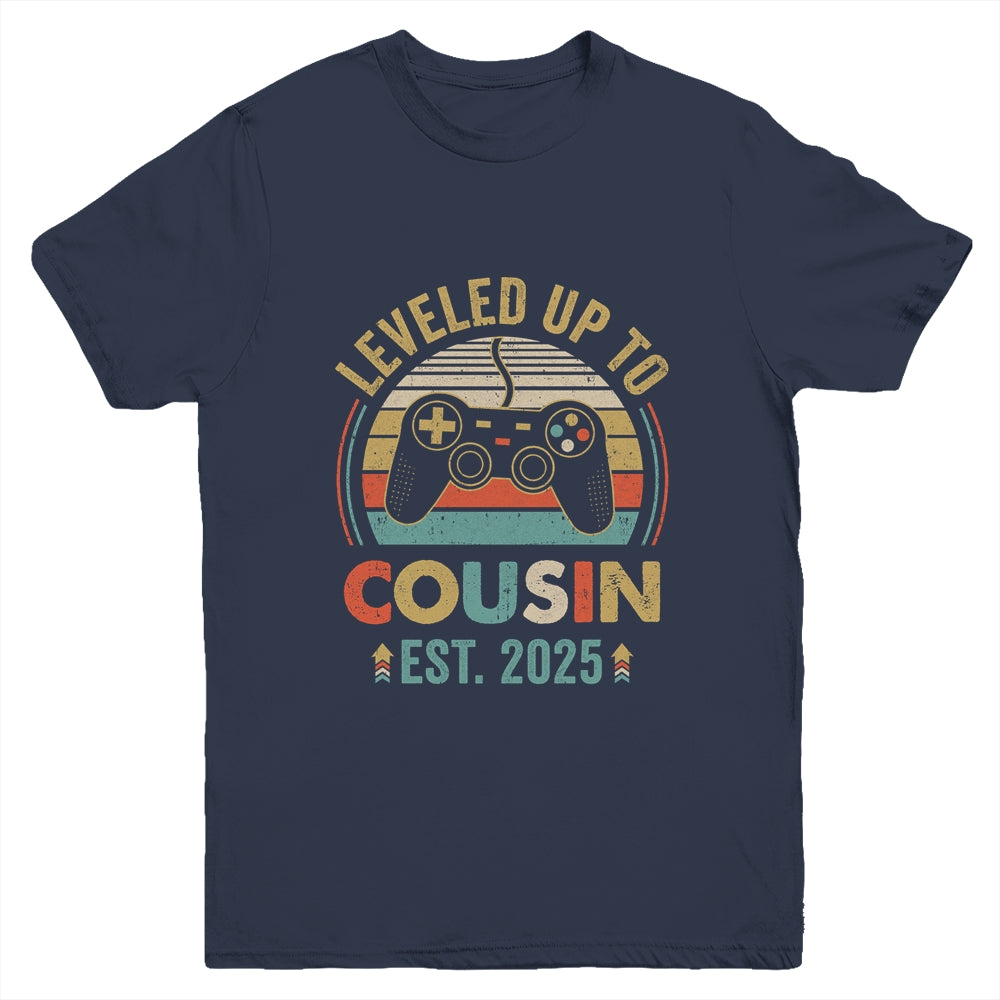 Leveled Up To Cousin 2025 Video Game Promoted To Cousin Youth Shirt | teecentury