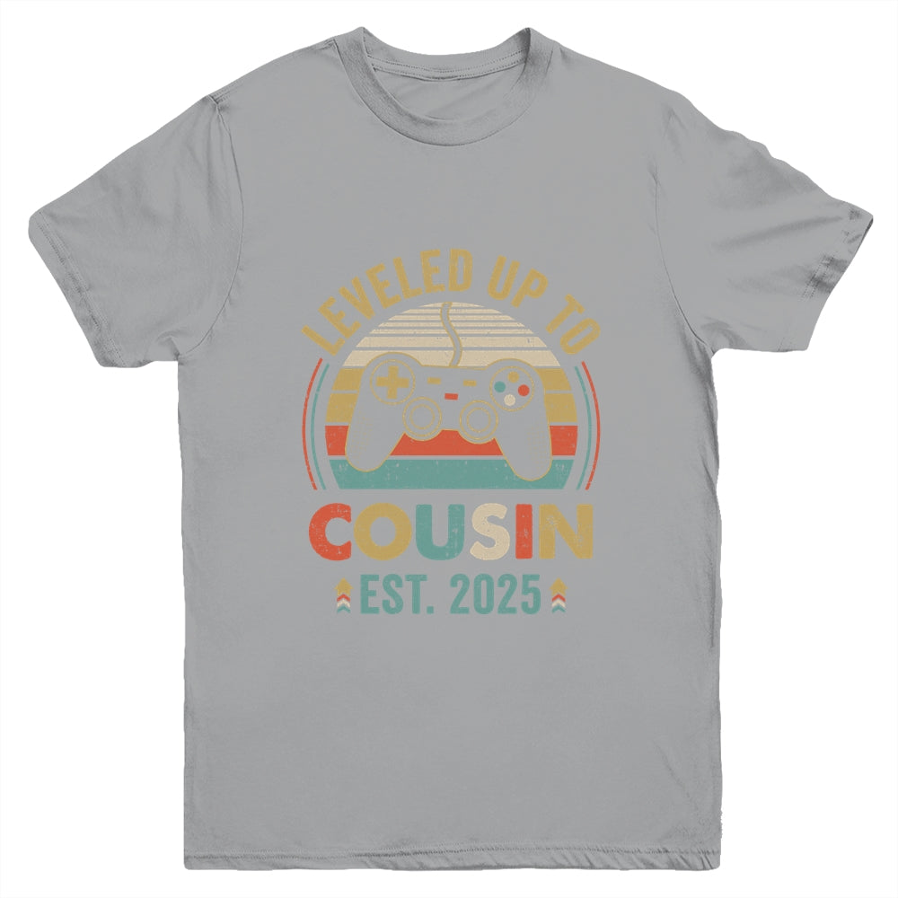 Leveled Up To Cousin 2025 Video Game Promoted To Cousin Youth Shirt | teecentury