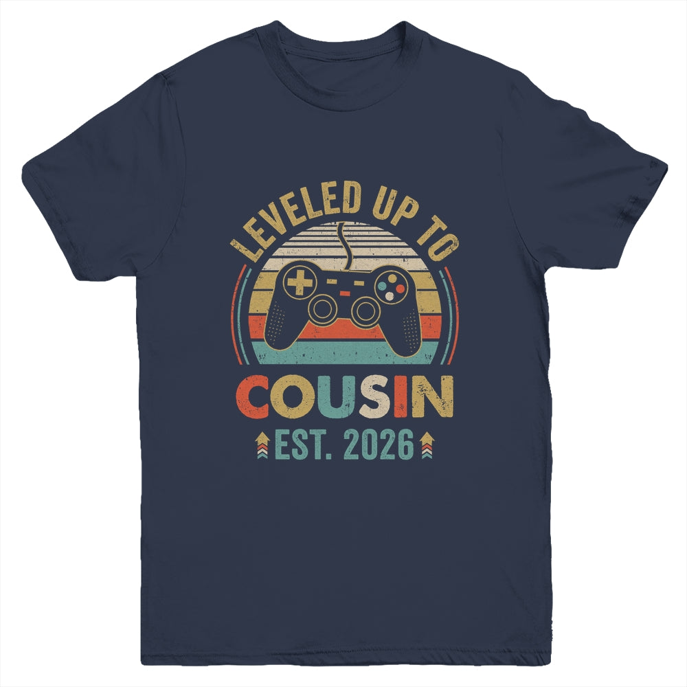 Leveled Up To Cousin 2026 Video Game Promoted To Cousin Youth Shirt | teecentury