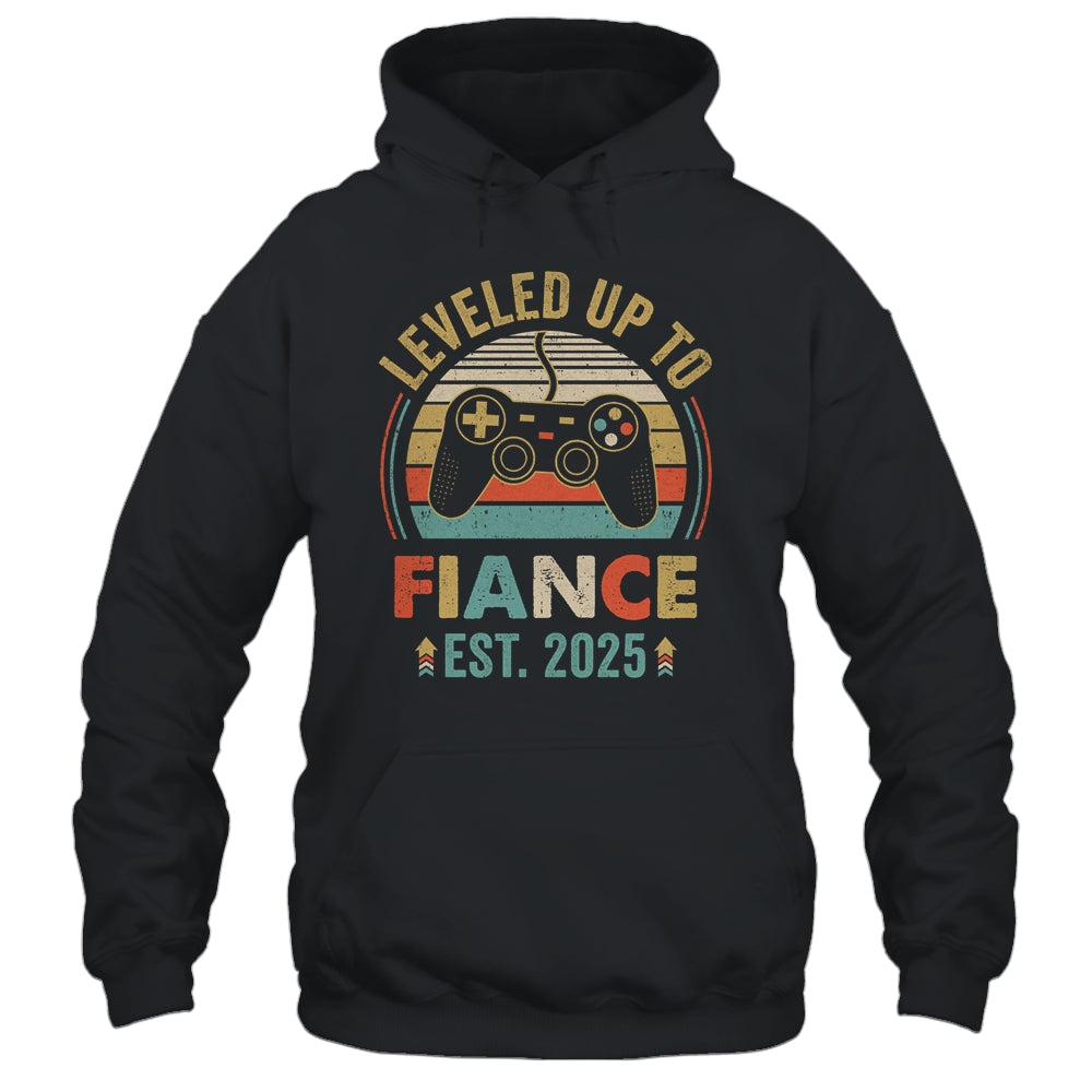 Leveled Up To Fiance 2025 Newly Engaged Matching Gamer Shirt & Hoodie | teecentury