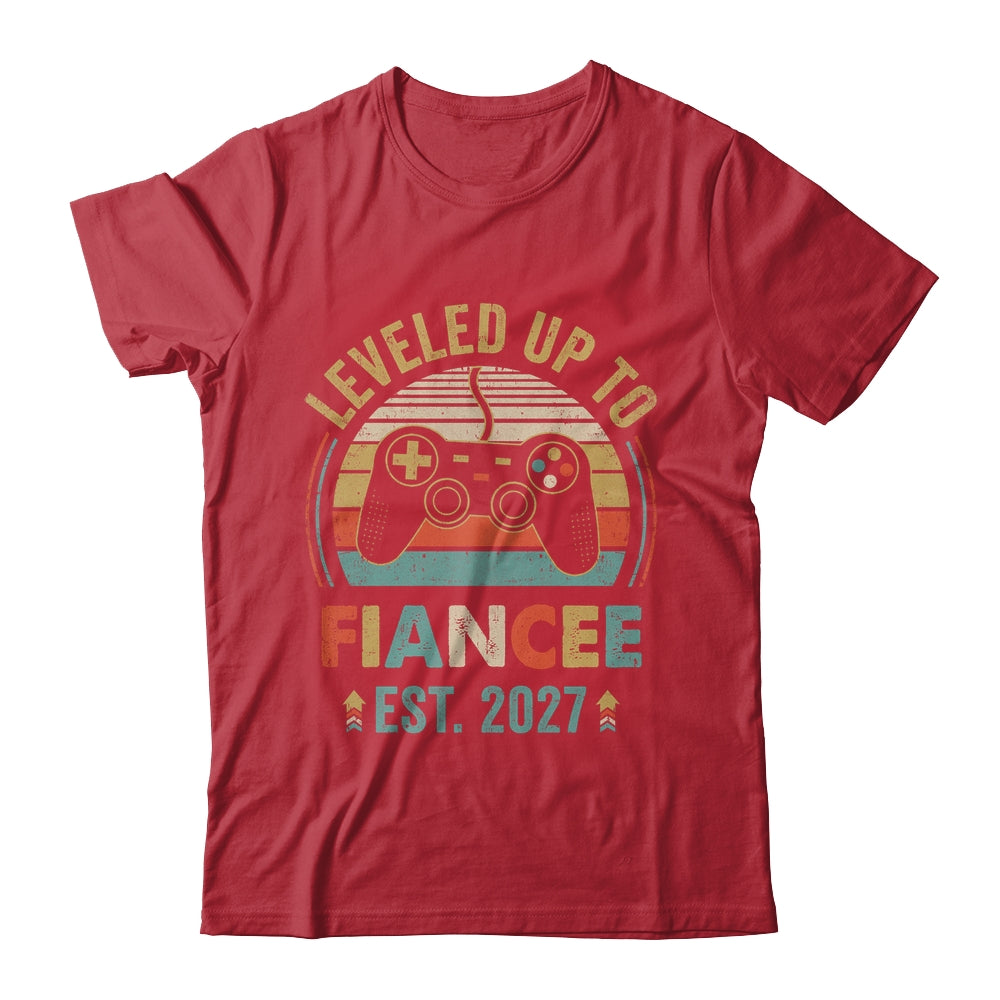 Leveled Up To Fiancee 2027 Newly Engaged Matching Gamer Shirt & Hoodie | teecentury