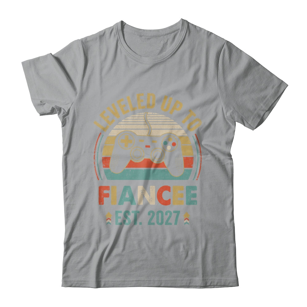 Leveled Up To Fiancee 2027 Newly Engaged Matching Gamer Shirt & Hoodie | teecentury