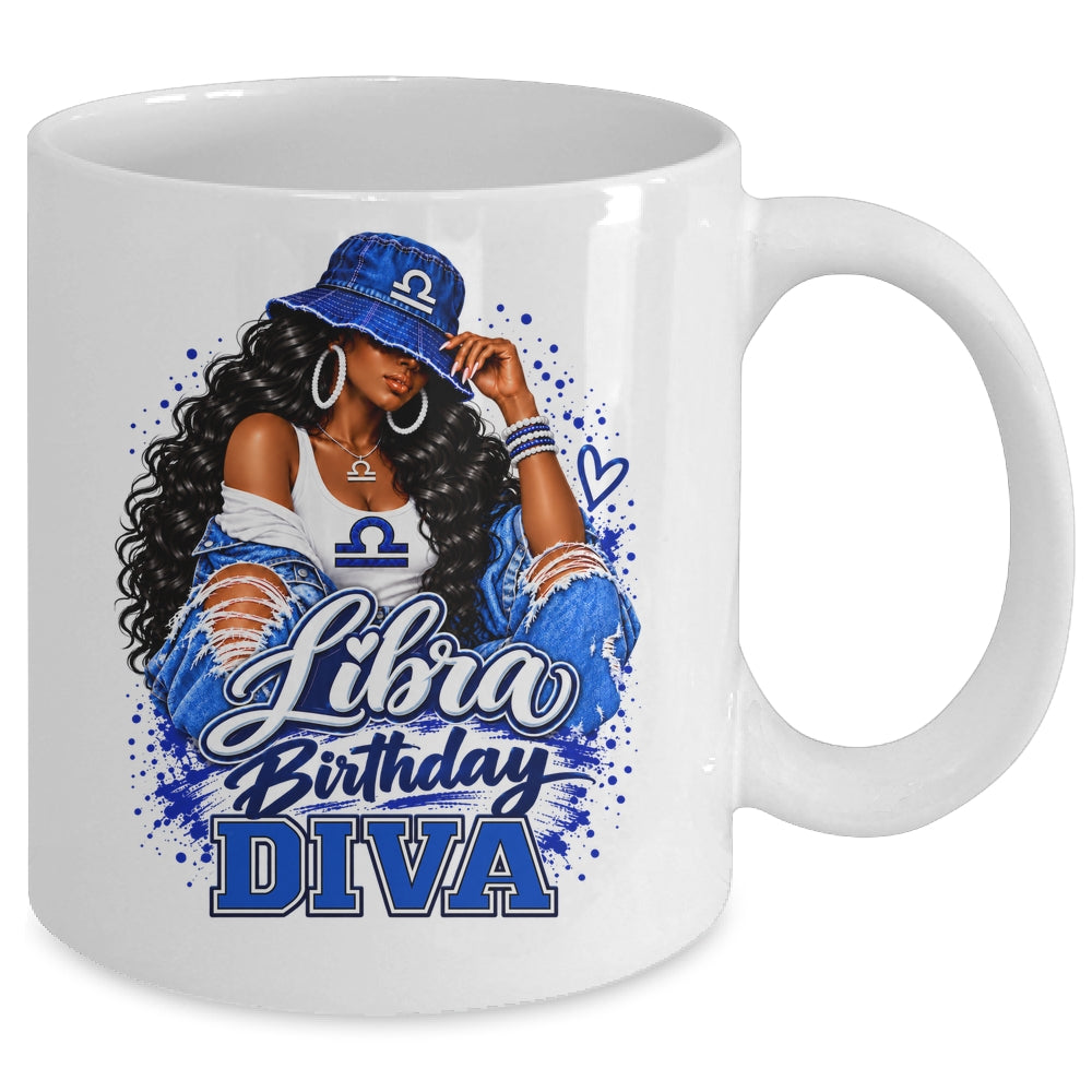 Libra Birthday Diva Black Queen September Woman October Girl Mug | teecentury