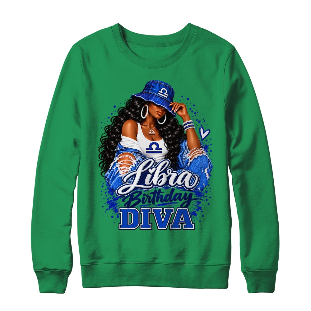 Libra Birthday Diva Black Queen September Woman October Girl Shirt & Sweatshirt | teecentury