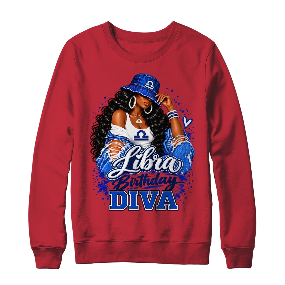 Libra Birthday Diva Black Queen September Woman October Girl Shirt & Sweatshirt | teecentury
