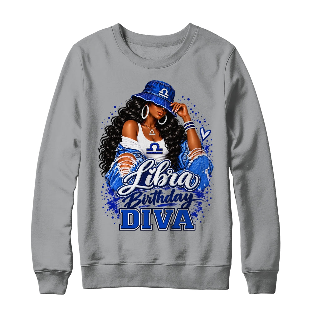 Libra Birthday Diva Black Queen September Woman October Girl Shirt & Sweatshirt | teecentury
