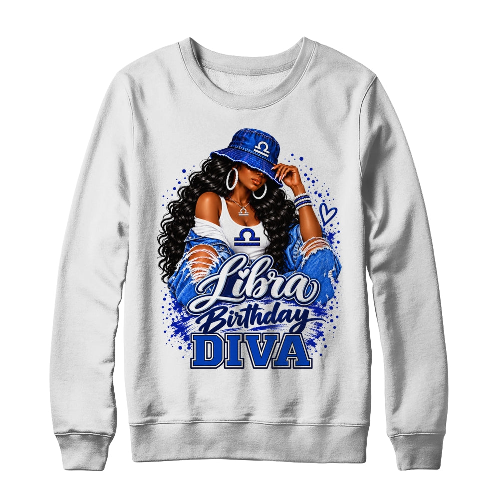 Libra Birthday Diva Black Queen September Woman October Girl Shirt & Sweatshirt | teecentury