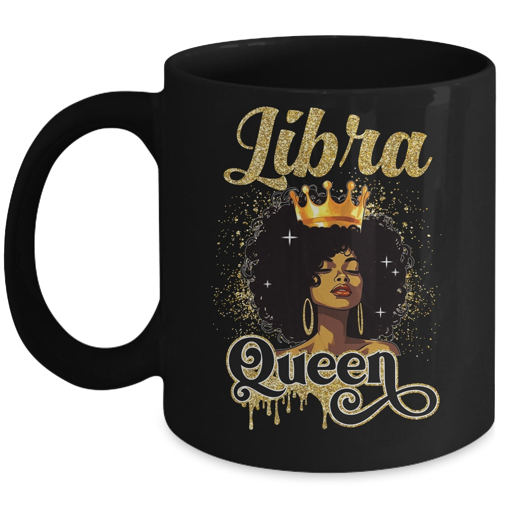 Libra Queen Birthday Afro Girls Black Zodiac Birthday Mug | teecentury