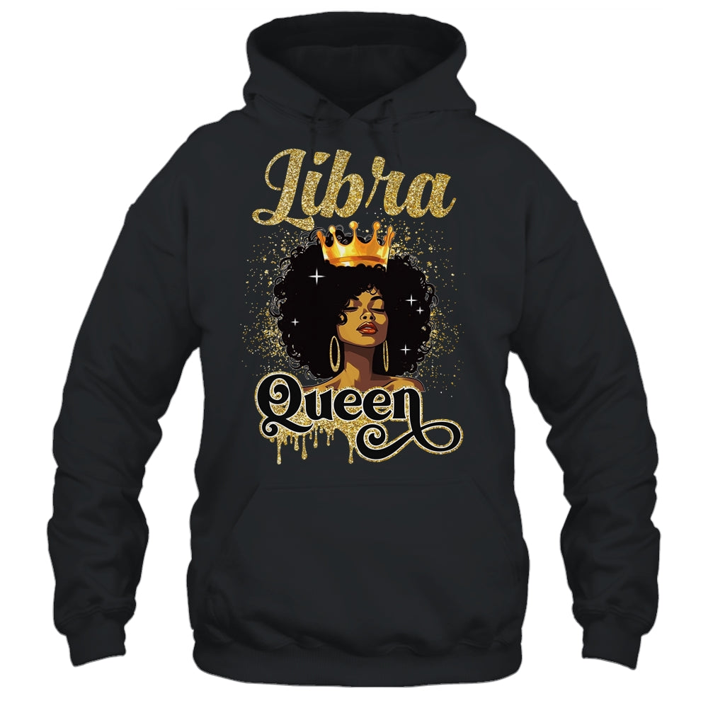 Libra Queen Birthday Afro Girls Black Zodiac Birthday Shirt & Tank Top | teecentury