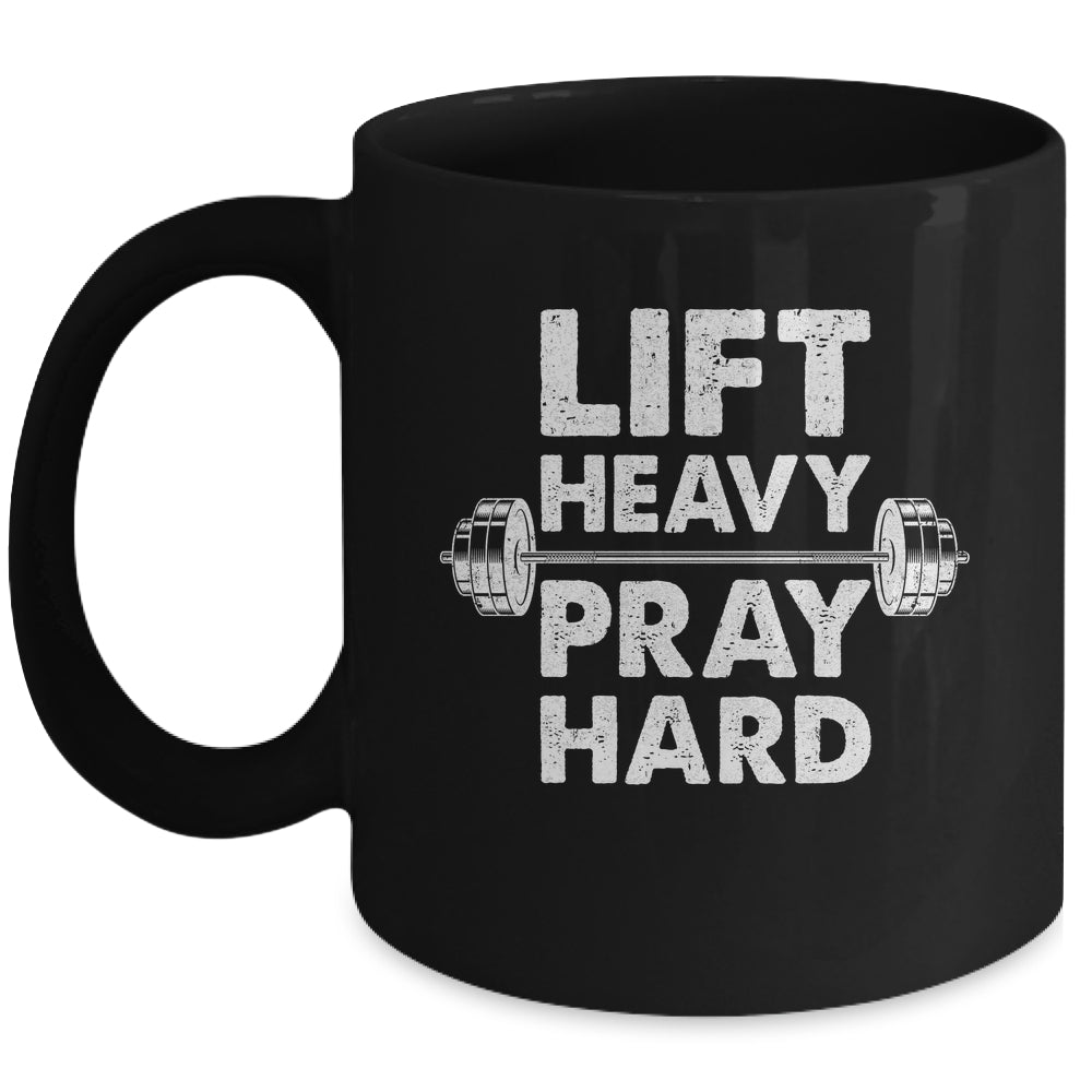 Lift Heavy Pray Hard Gym Workout Christian Faith Men Women Mug | teecentury