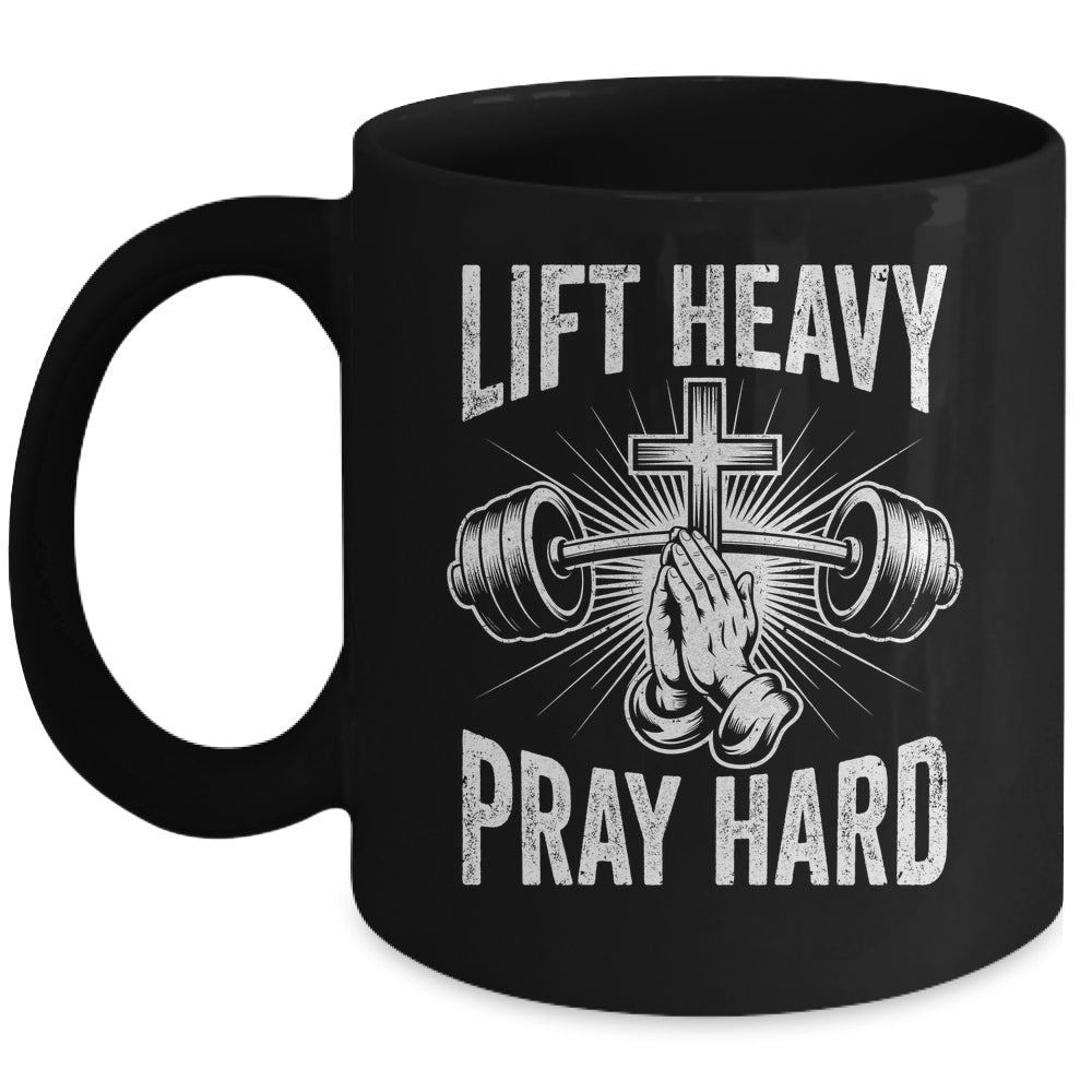 Lift Heavy Pray Hard Workout Christian Gym Men Women Mug | teecentury