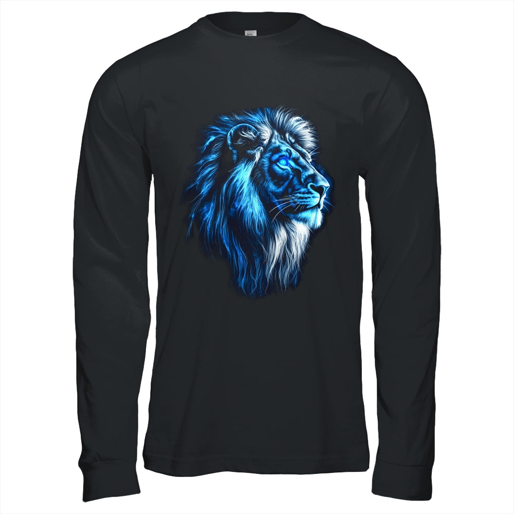 Lion Artwork Blue Eyes Zoo Animal Lion Men Women Shirt & Hoodie | teecentury