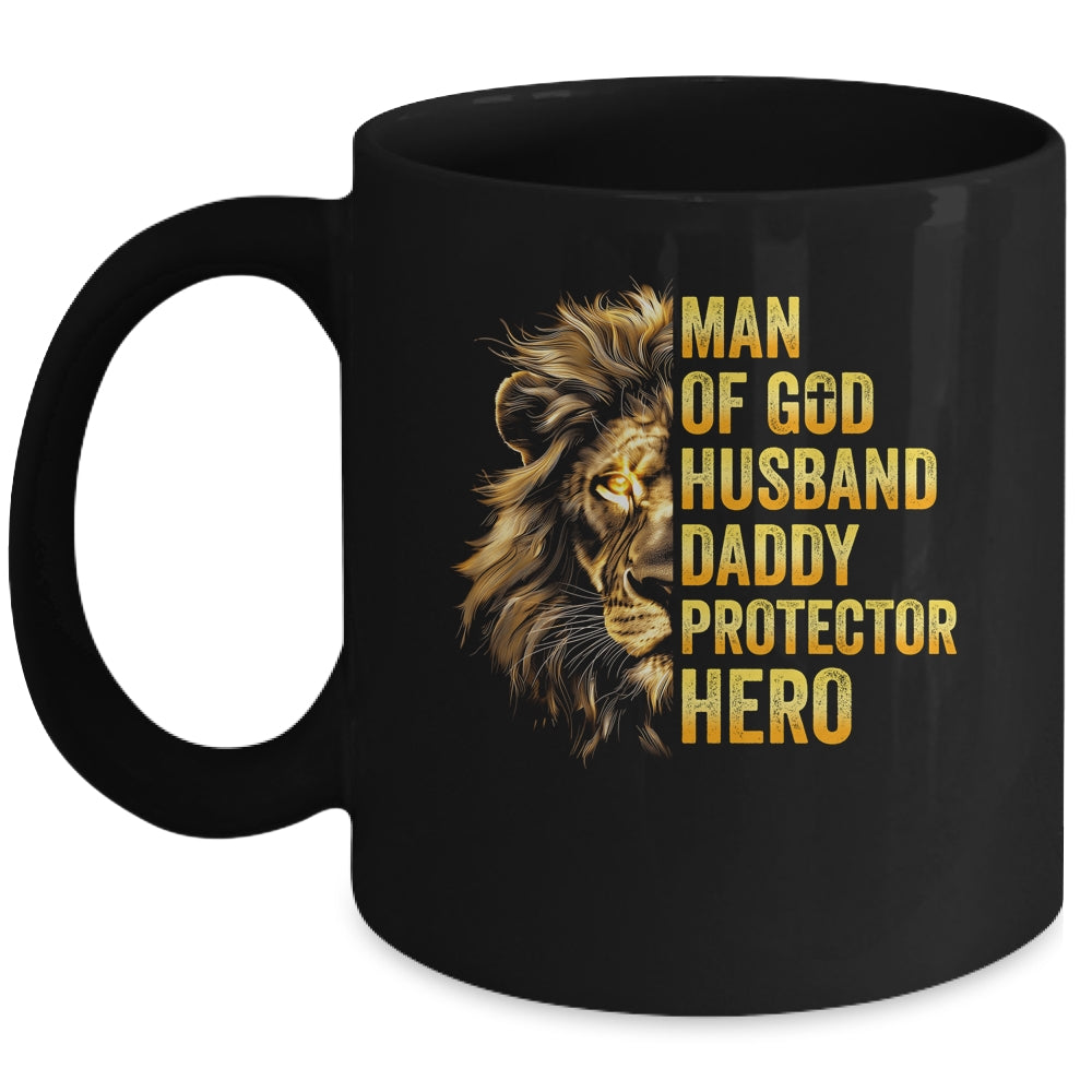 Lion Man Of God Husband Papa Dad Father Daddy Protector Hero Mug | teecentury