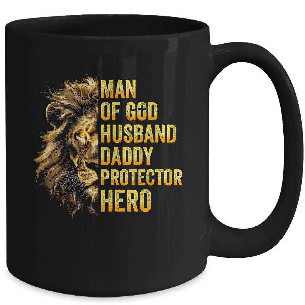 Lion Man Of God Husband Papa Dad Father Daddy Protector Hero Mug | teecentury