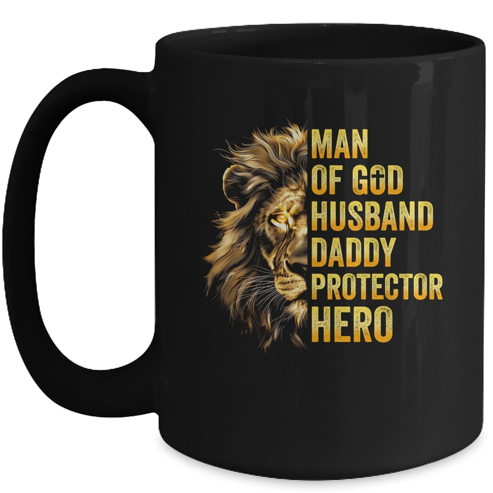 Lion Man Of God Husband Papa Dad Father Daddy Protector Hero Mug | teecentury