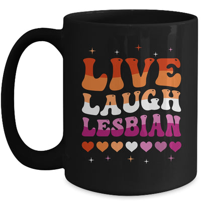 Live Laugh Lesbian Rainbow LGBTQ Gay Pride Queer Homosexual Mug | teecentury