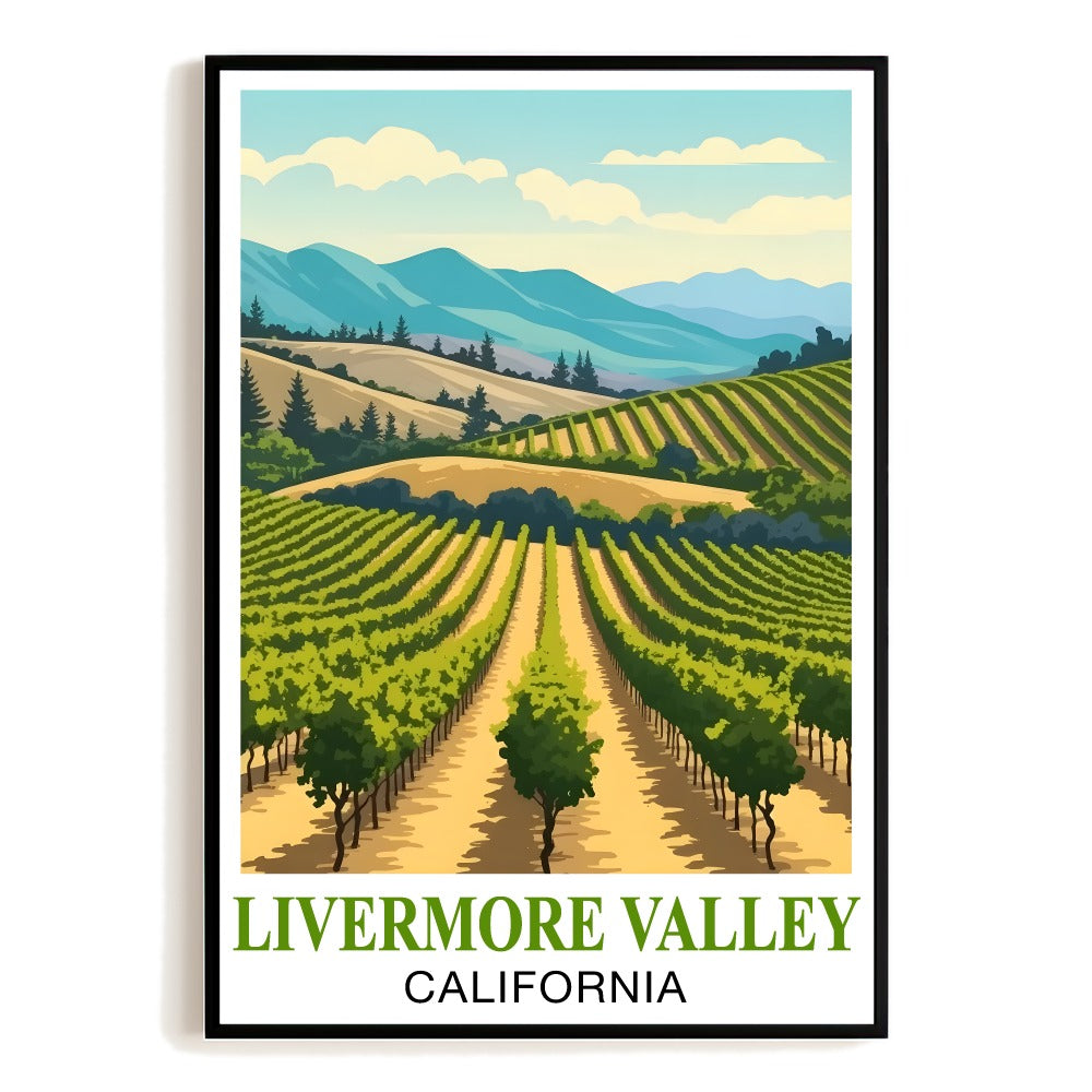 Livermore Valley California Vintage Travel Poster Wine Country Vineyards Landscape Wall Art Print Painting Ideal For Home Office Living Room Bedroom Decor Unframed | teecentury