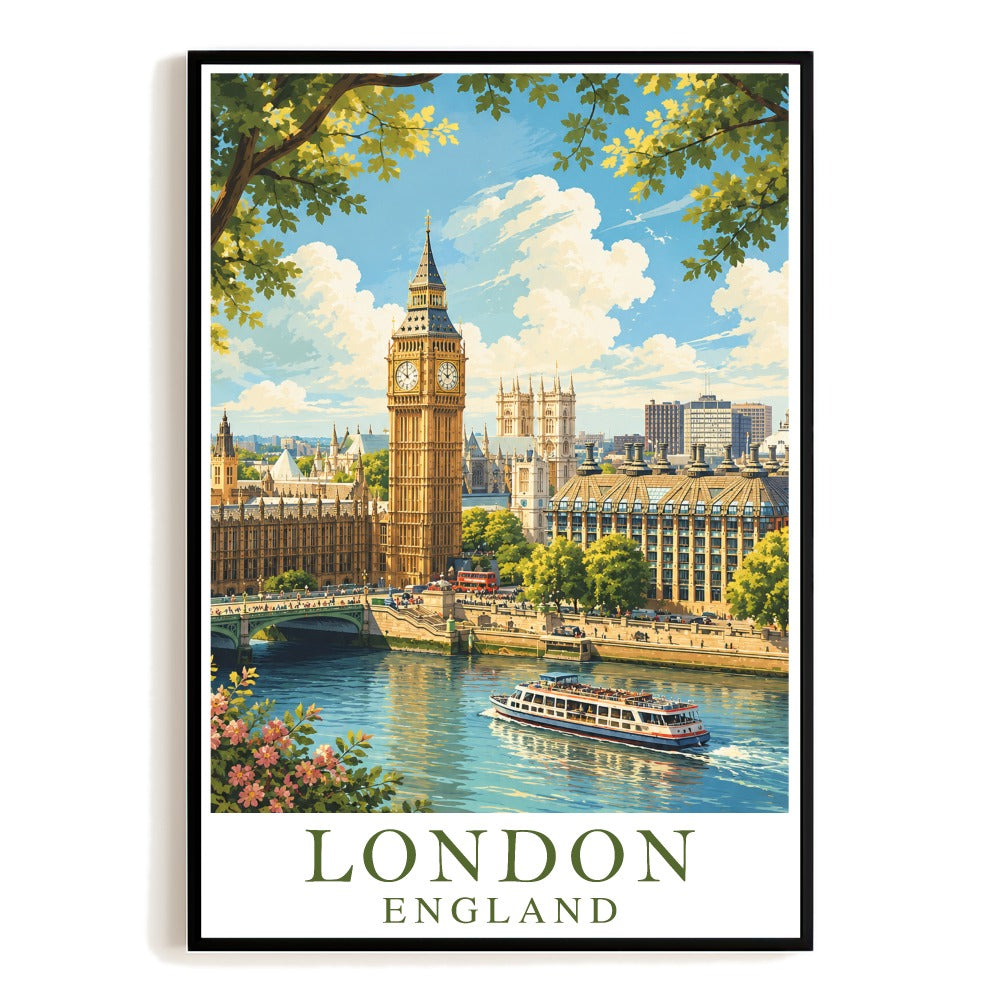 London Uk United Kingdom England Travel Poster Souvenir City British Vintage Sunset Wall Art Decor For Home Living Room Office Bedroom Souvenir Print Unframed | teecentury