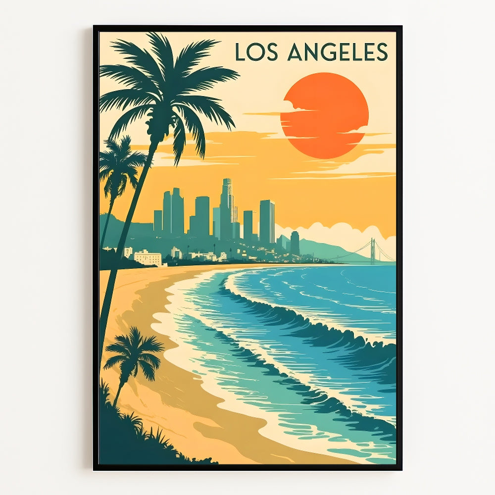 Los Angeles California Poster Vintage City Urban Landscape Art Print Poster Retro Decor Paintings Pictures For Living Room Bedroom Decoration Unframed | teecentury