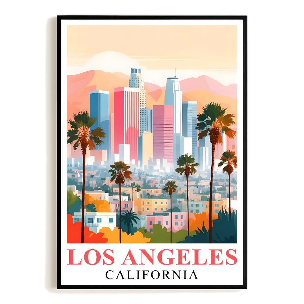 Los Angeles Travel Print Poster California Downtown City Souvenir Wall Art Landscape Picture Suitable For Home Room Living Room Office Bedroom Decor Unframed | teecentury