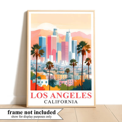 Los Angeles Travel Print Poster California Downtown City Souvenir Wall Art Landscape Picture Suitable For Home Room Living Room Office Bedroom Decor Unframed | teecentury